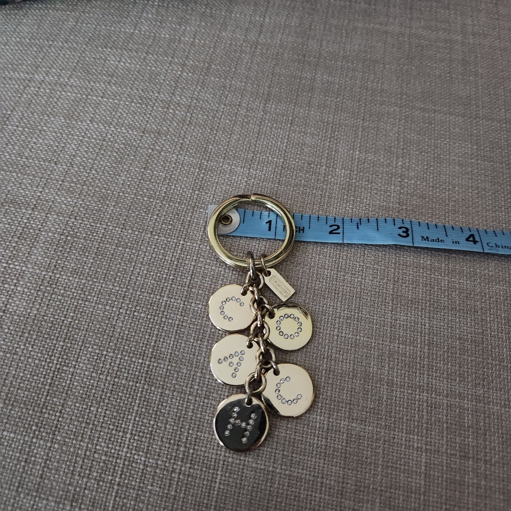 Rare Vintage Coach Gold Keychain Bag Charm with Crystal Accents - Picture 3 of 9